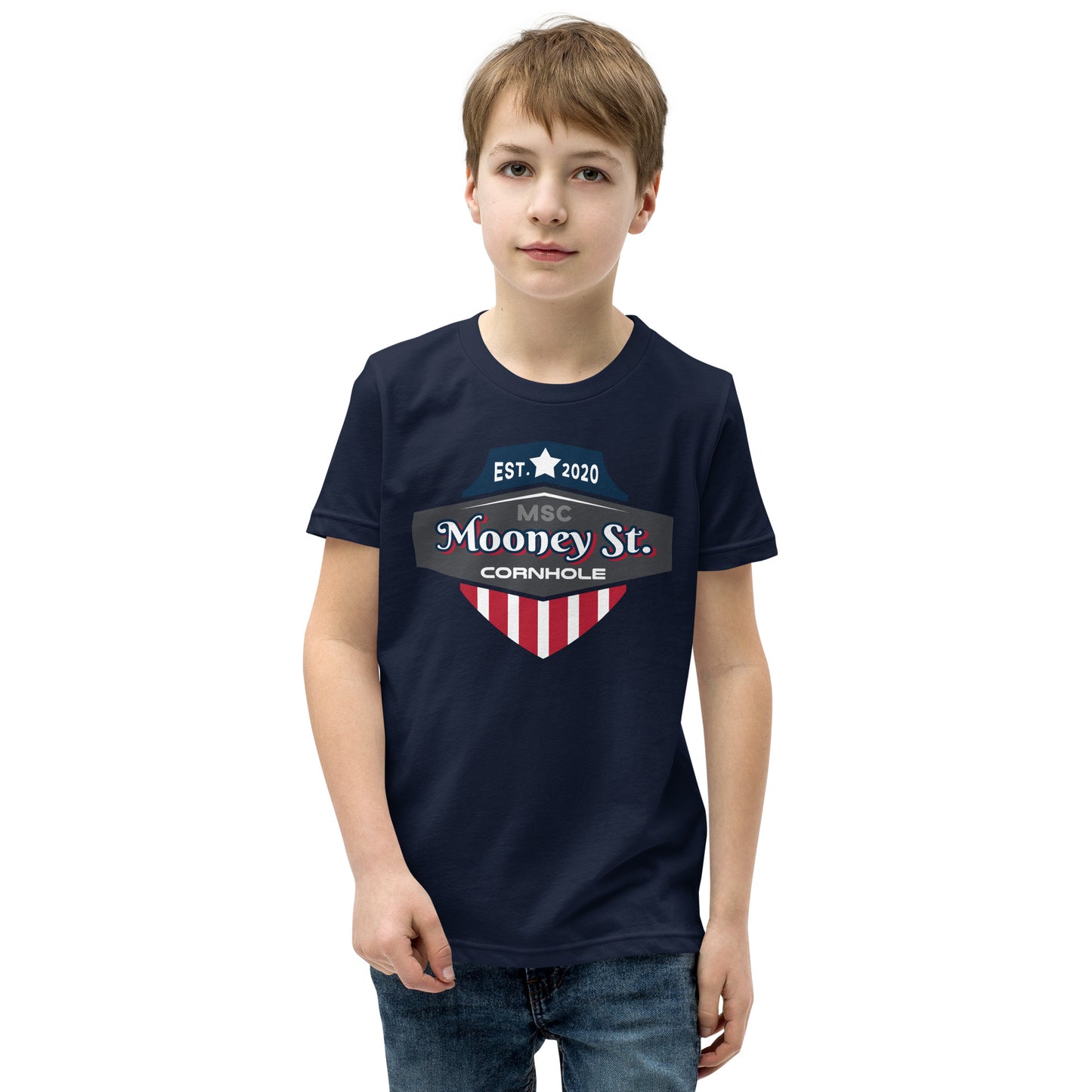 Mooney St. Cornhole Youth Short Sleeve T-Shirt