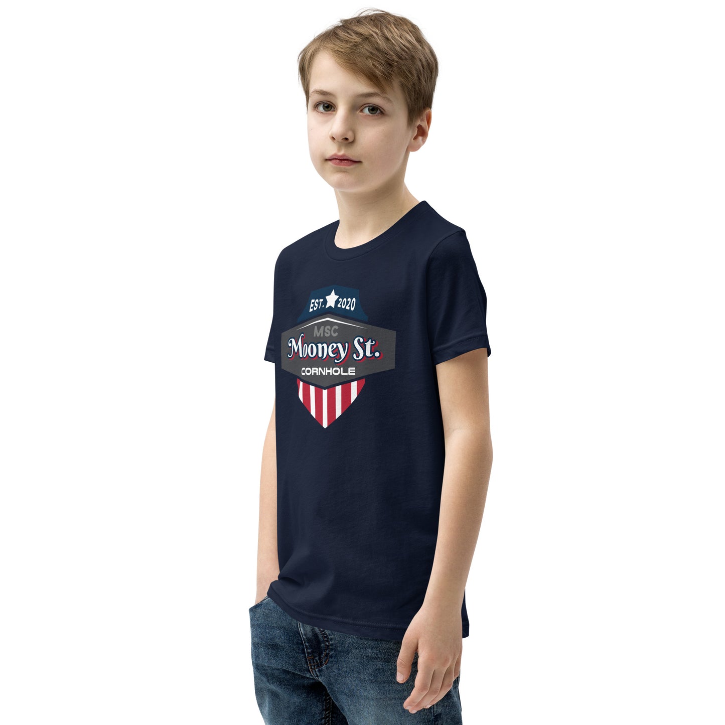 Mooney St. Cornhole Youth Short Sleeve T-Shirt