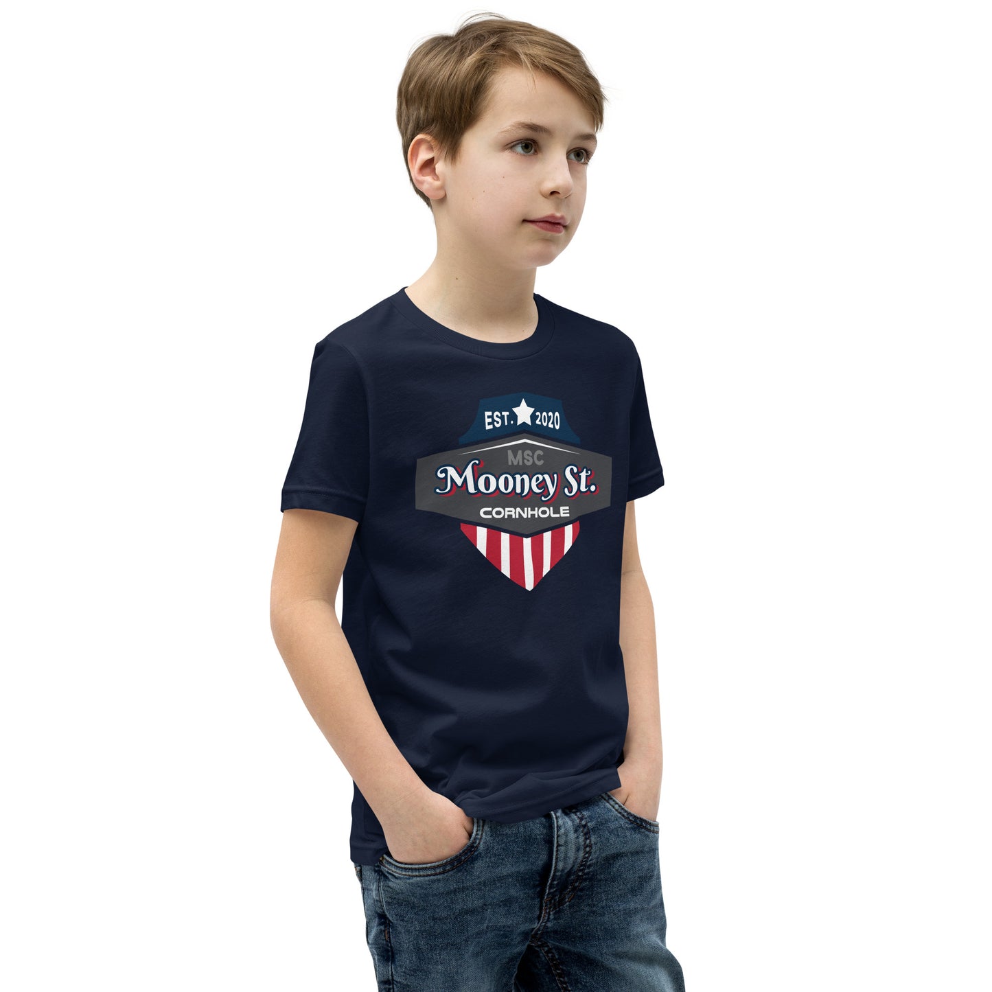 Mooney St. Cornhole Youth Short Sleeve T-Shirt