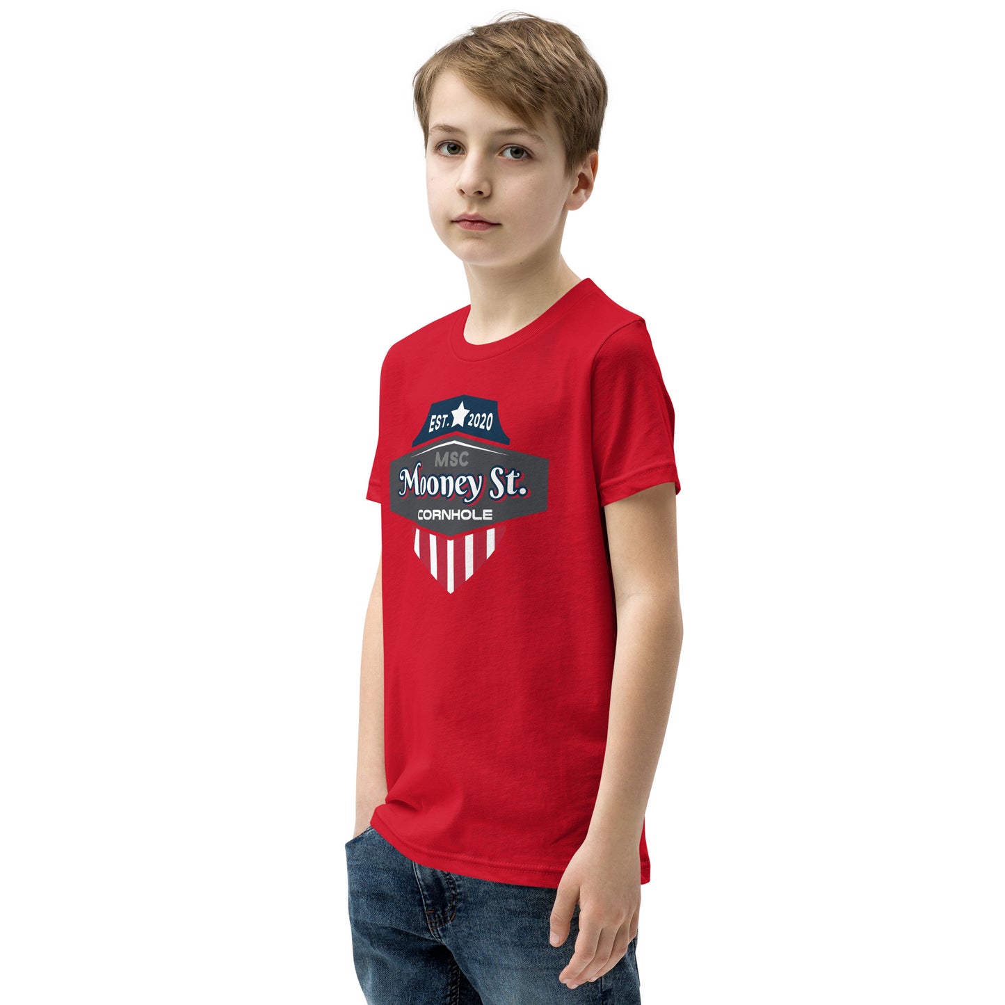 Mooney St. Cornhole Youth Short Sleeve T-Shirt