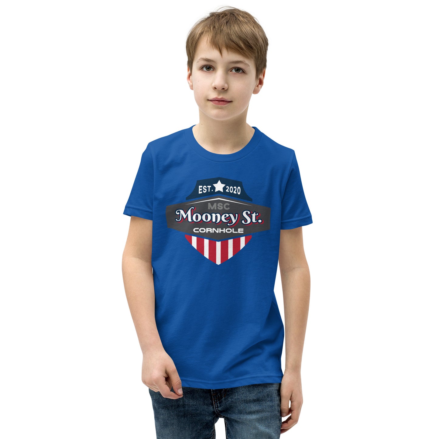 Mooney St. Cornhole Youth Short Sleeve T-Shirt