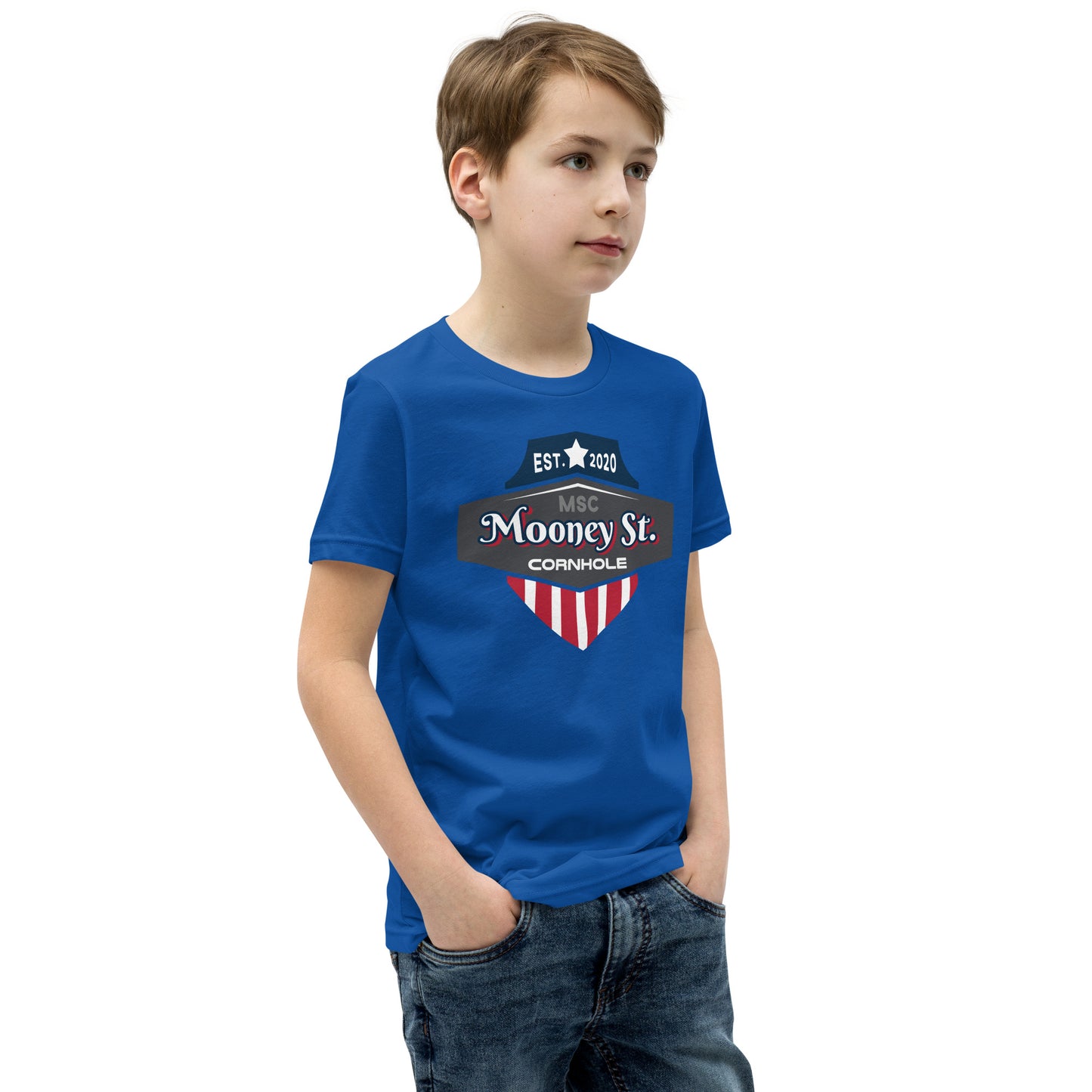 Mooney St. Cornhole Youth Short Sleeve T-Shirt