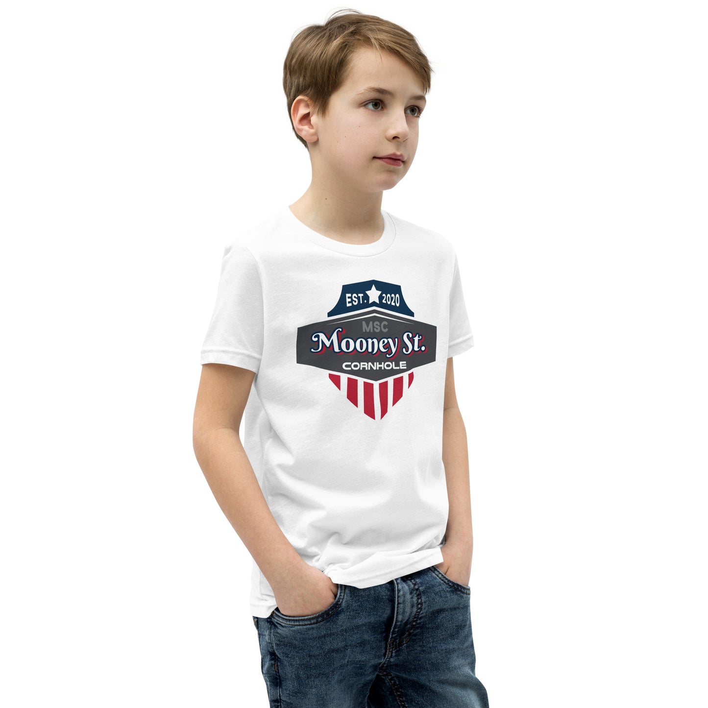 Mooney St. Cornhole Youth Short Sleeve T-Shirt